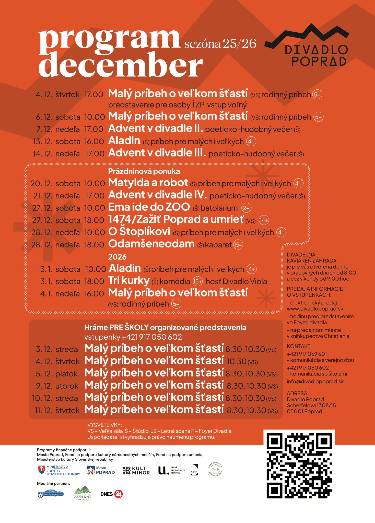 Divadlo Poprad program december 2025
