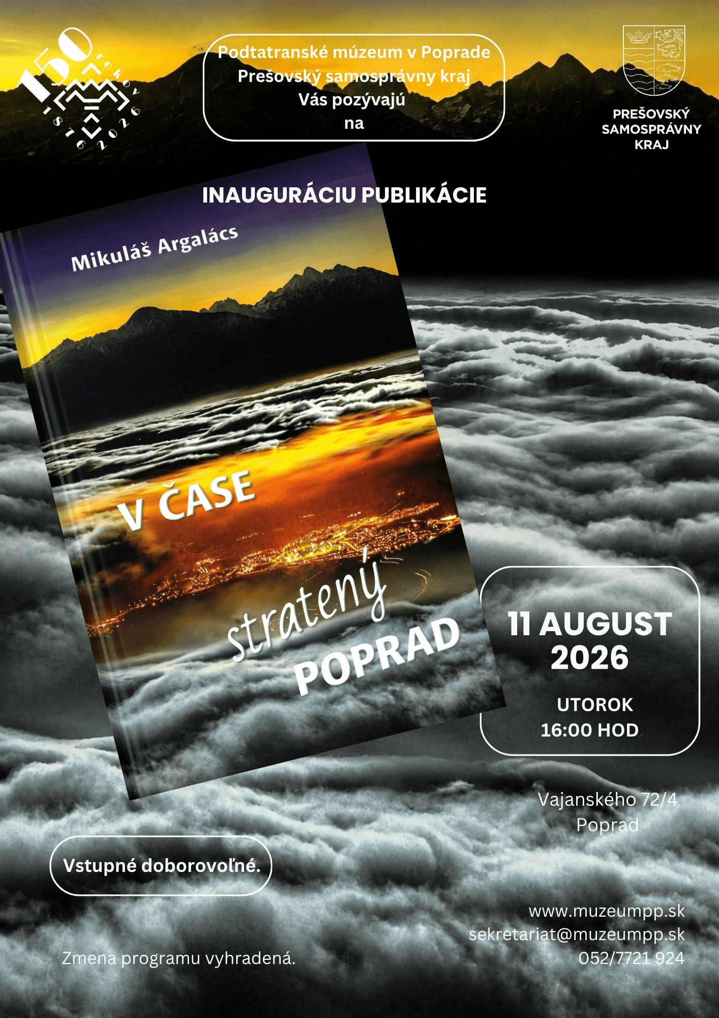 V ČASE STRATENÝ POPRAD/ inaugurácia publikácie PaedDr. Mikuláša Argalácsa